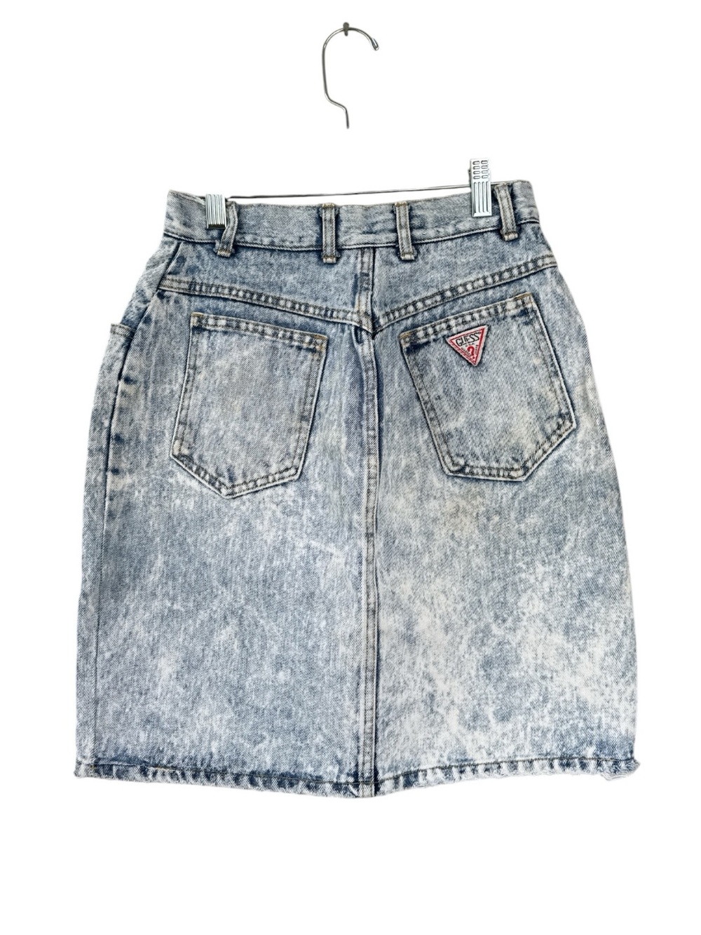 Vintage 1980s Georges Marciano for Guess Acid Wash Denim Skirt Made in USA